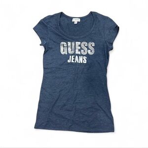 Guess Navy Graphic Sequin Logo Tee